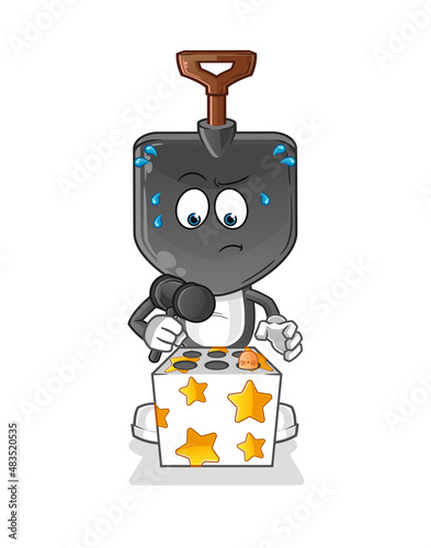 shovel head cartoon play whack a mole mascot. cartoon vector