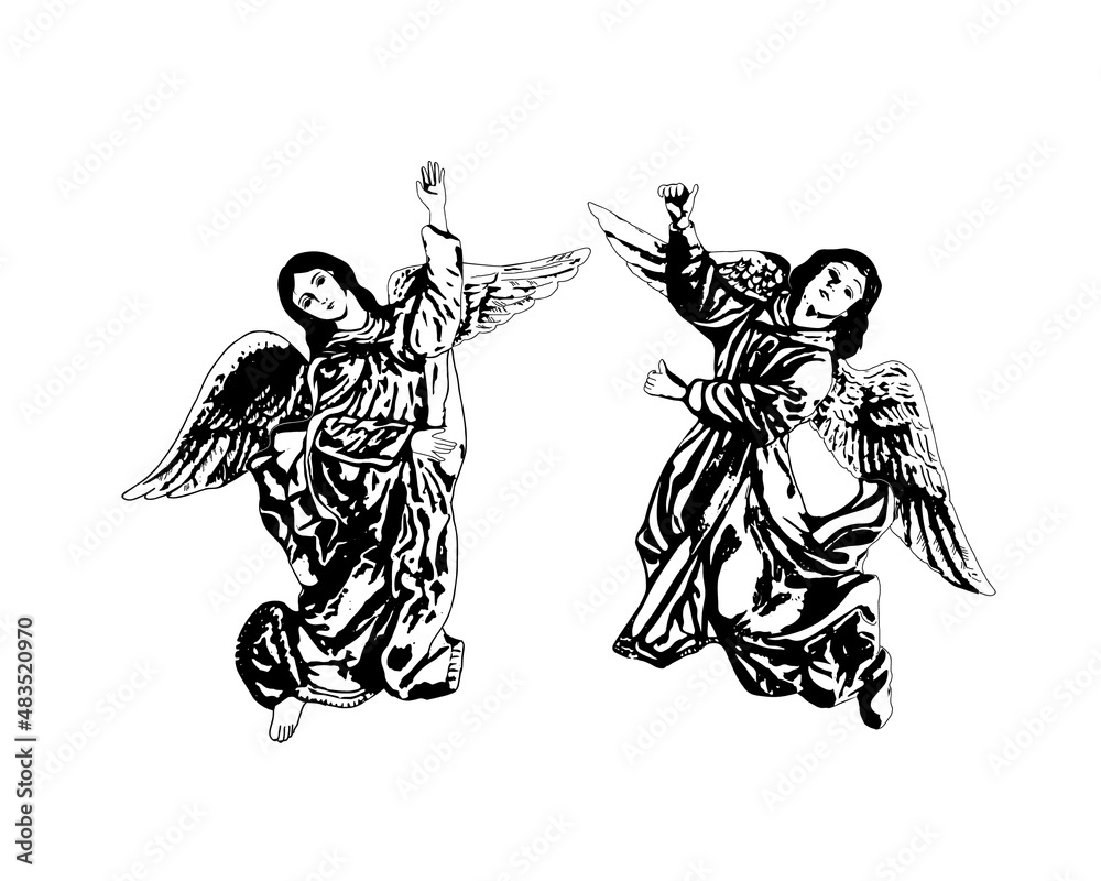 The two angels vector religious Illustration