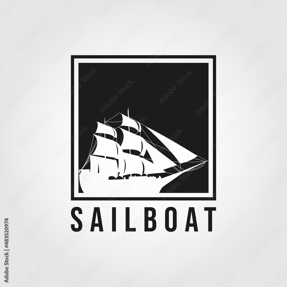 creative Sailboat logo design Vector template