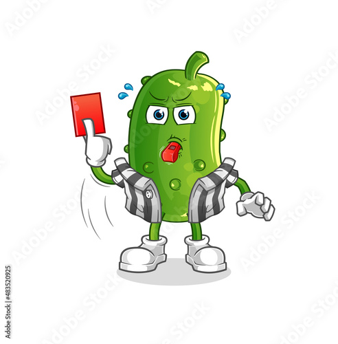 cucumber referee with red card illustration. character vector