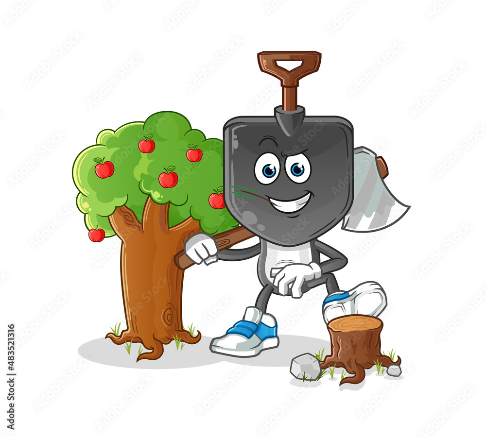 shovel head cartoon Carpenter illustration. character vector shovel head cartoon Carpenter illustration. character vector