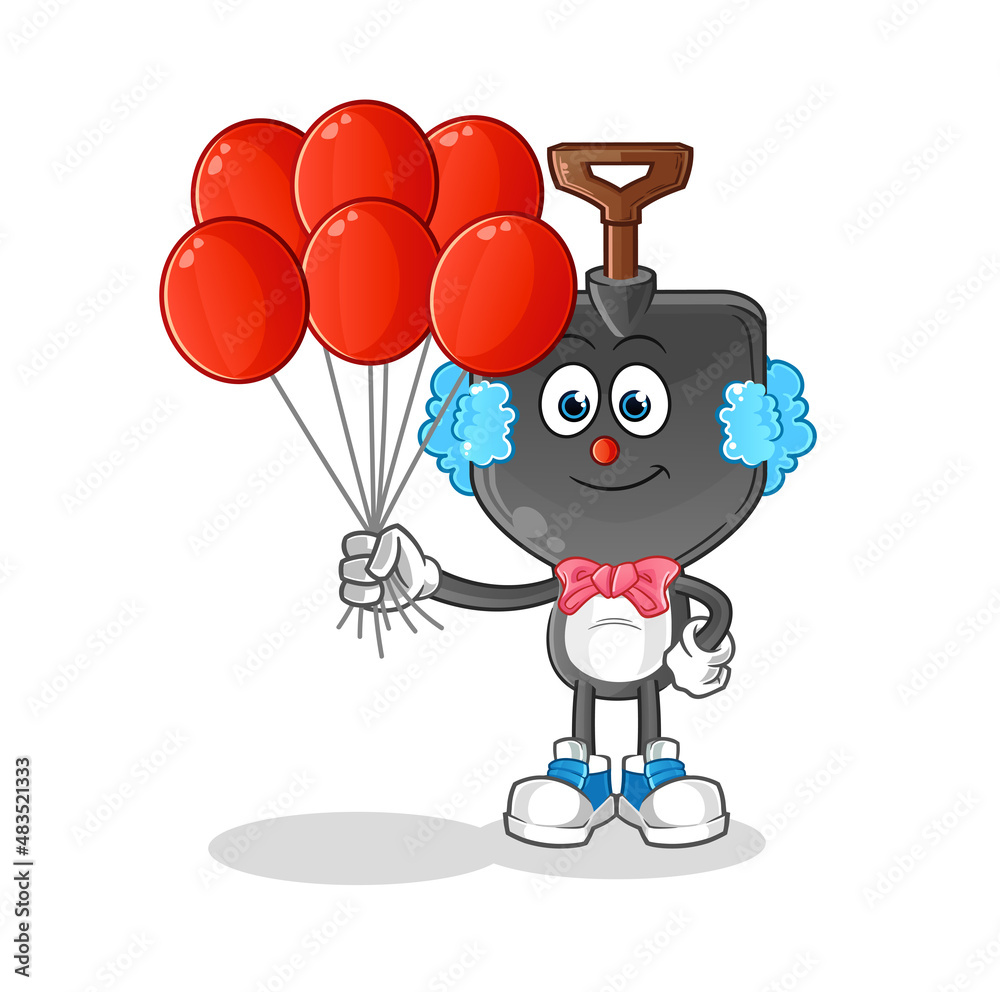 shovel head cartoon clown with balloons vector. cartoon character shovel head cartoon clown with balloons vector. cartoon character