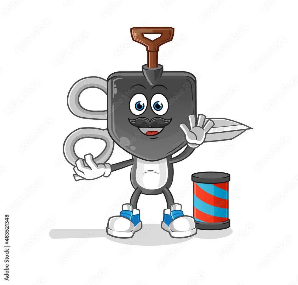 shovel head cartoon barber. cartoon mascot vector shovel head cartoon barber. cartoon mascot vector
