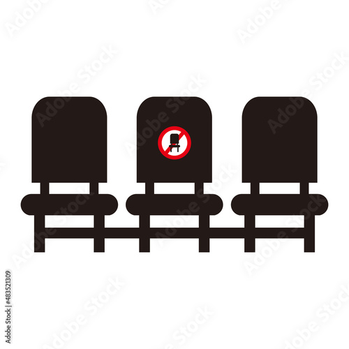 Social distance between the seats. The distance between the seats in the bus