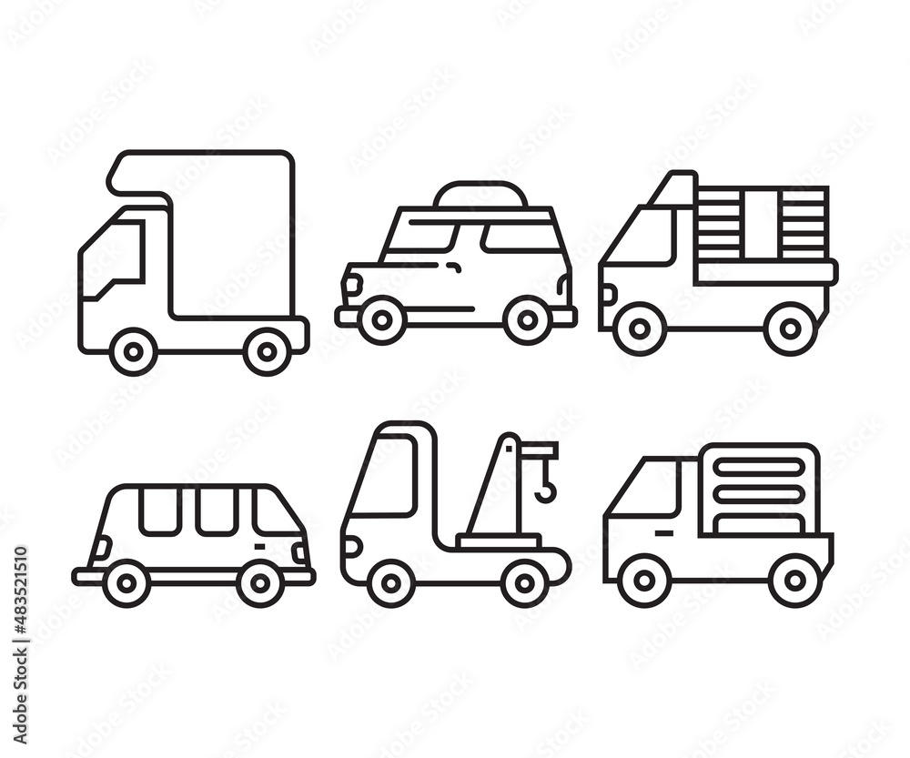 car, vehicle and transportation icons line vector illustration car, vehicle and transportation icons line vector illustration