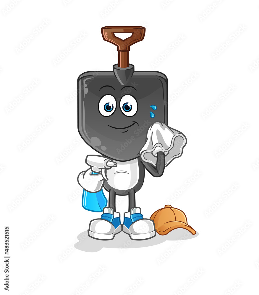 shovel head cartoon cleaner vector. cartoon character shovel head cartoon cleaner vector. cartoon character