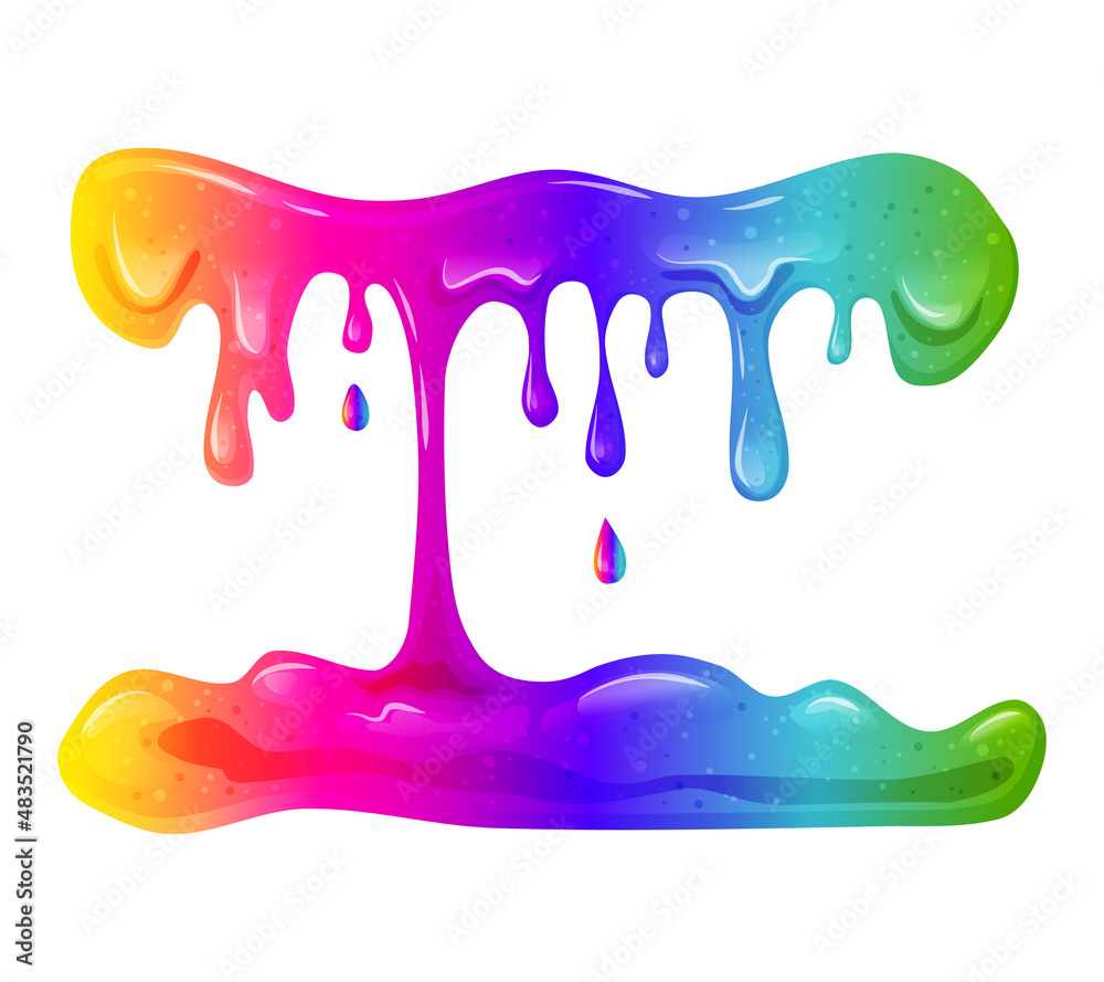 Dripping rainbow slime background. Vector illustration of slime, paint, slime, snot, chewing gum, liquid. Colorful illustration of a children toy