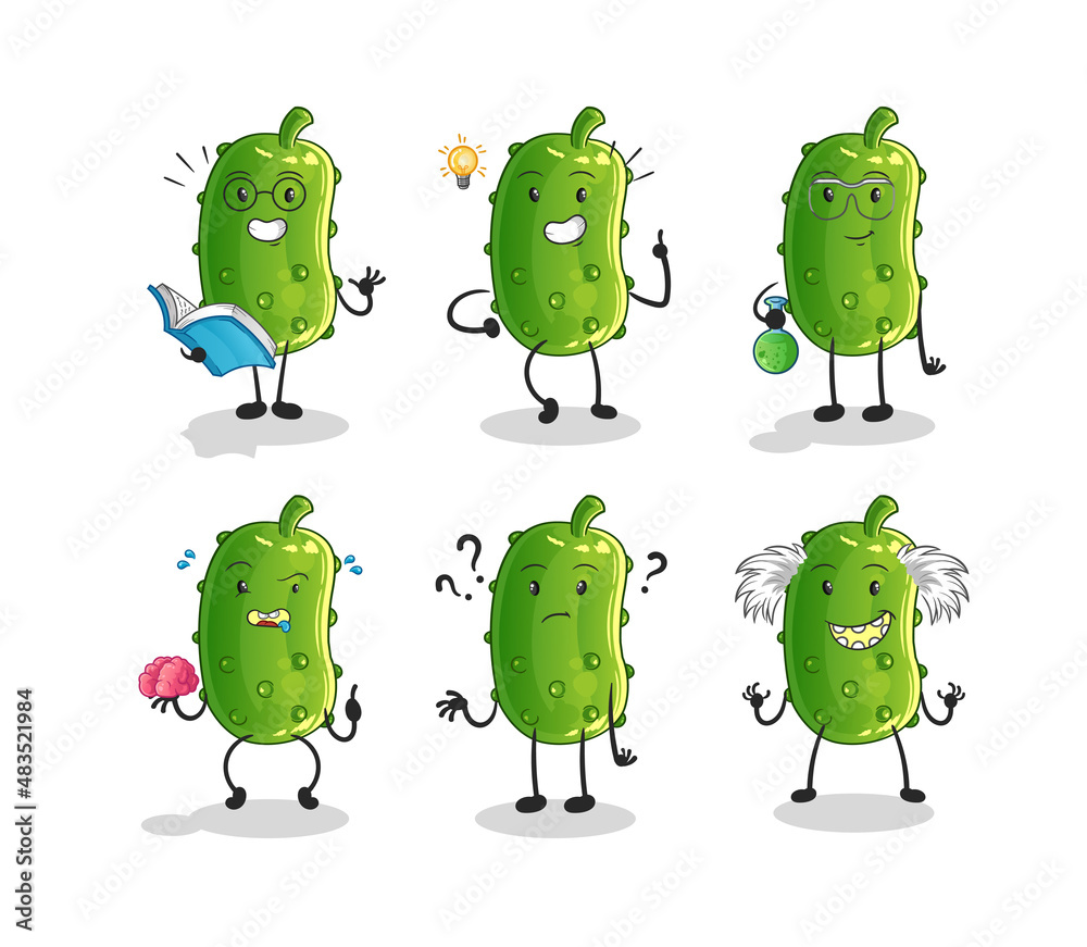 cucumber thinking group character. cartoon mascot vector cucumber thinking group character. cartoon mascot vector