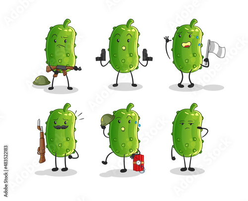 cucumber troops character. cartoon mascot vector
