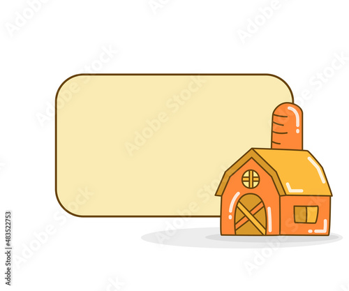 blank note board with barn and farmhouse vector illlustration