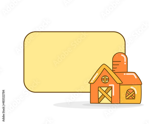 blank note board with barn and farmhouse vector illlustration
