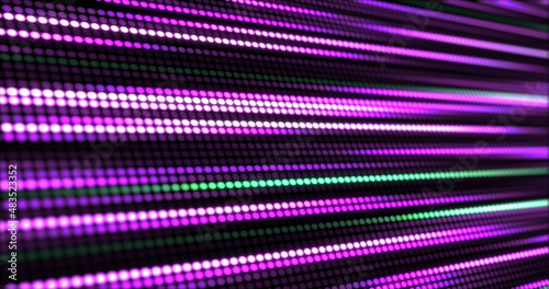 Abstract dots panel. Pink and green colors. Concept of panel with the LED bulb. Colorful dance floor.