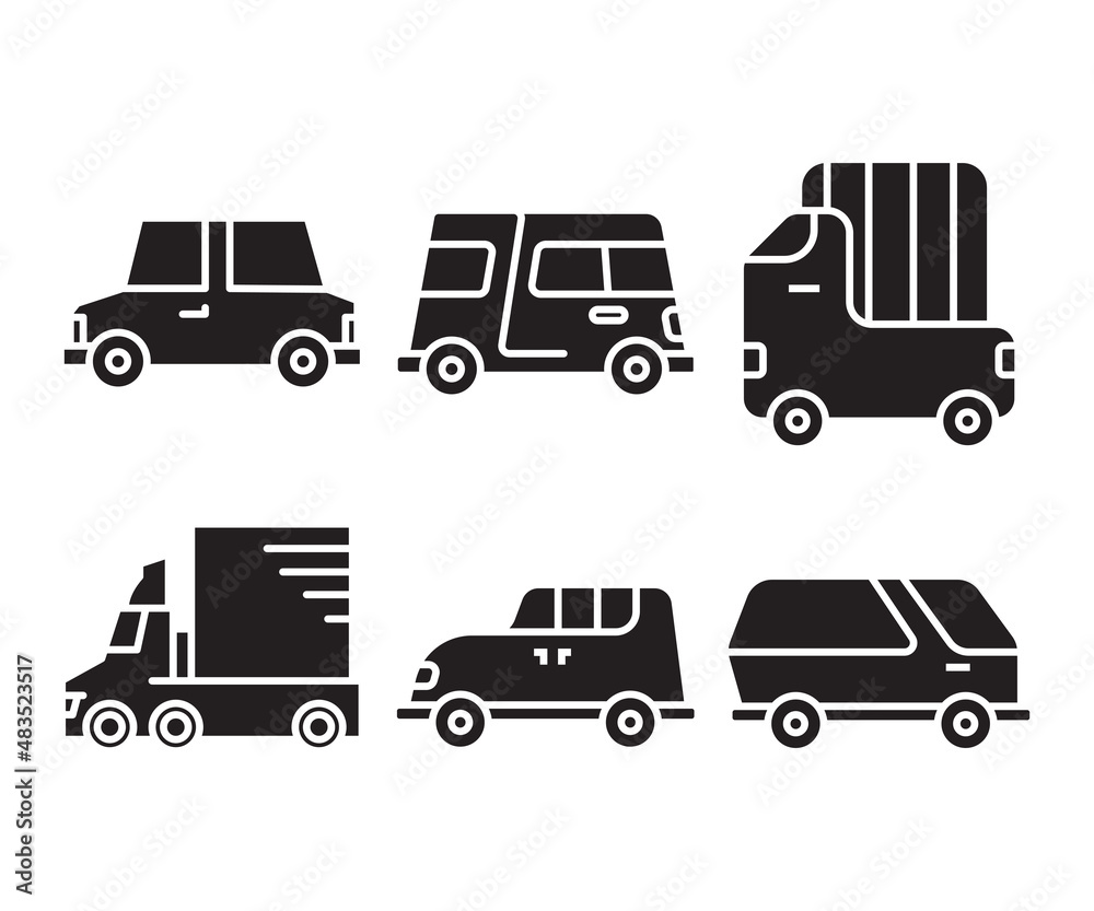 car, truck, van, transportation icons set car, truck, van, transportation icons set