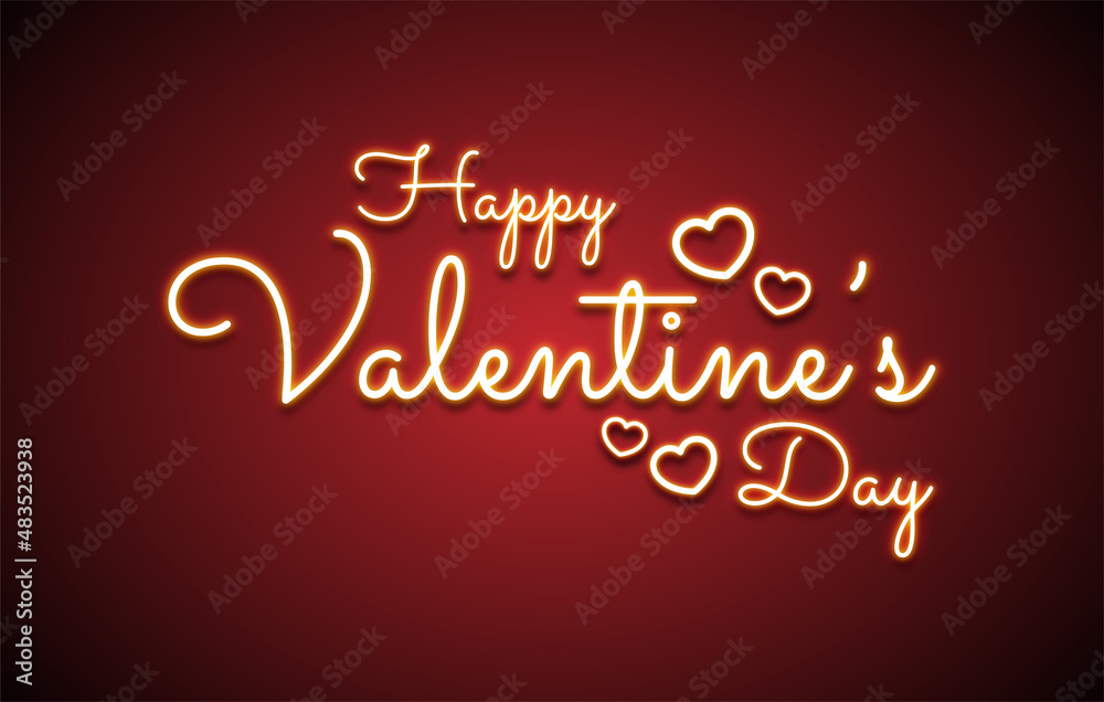 Happy Valentine s day neon lettering on dark background
