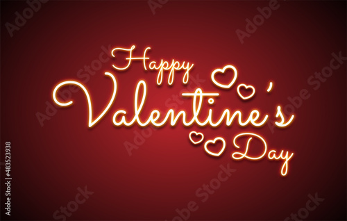 Happy Valentine s day neon lettering on dark background