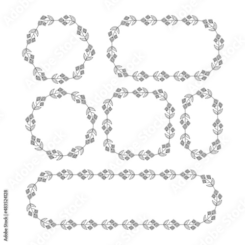 decorative floral frame leaves and flower vector illustration