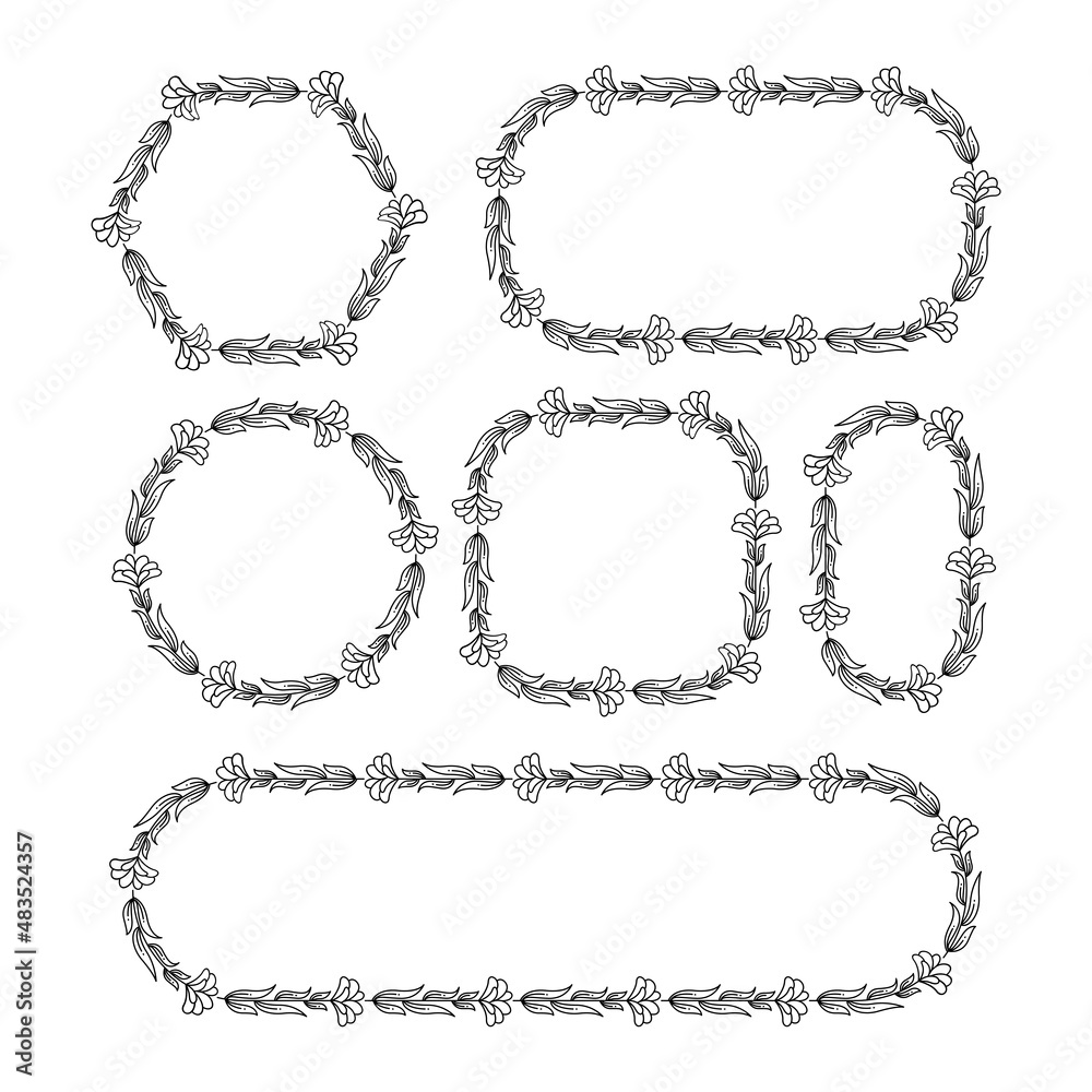 Obraz premium decorative floral frame leaves and flower vector illustration