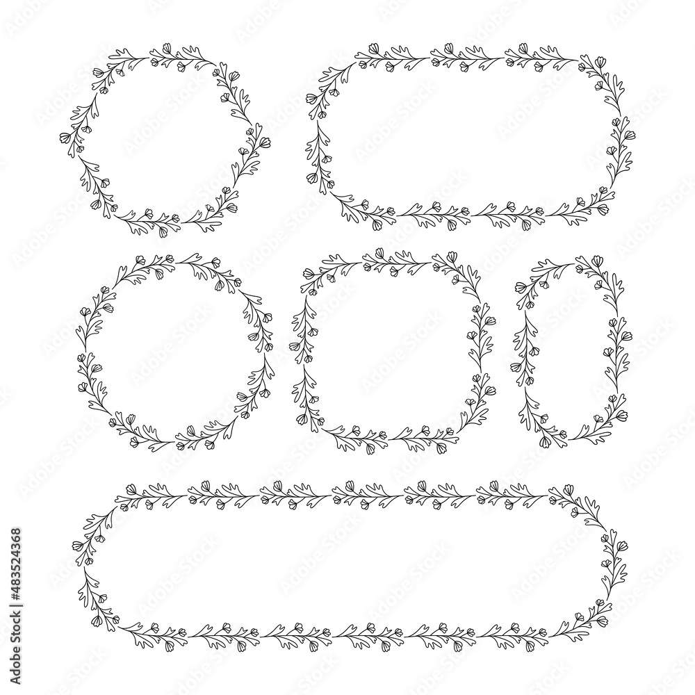 decorative floral frame leaves and flower vector illustration