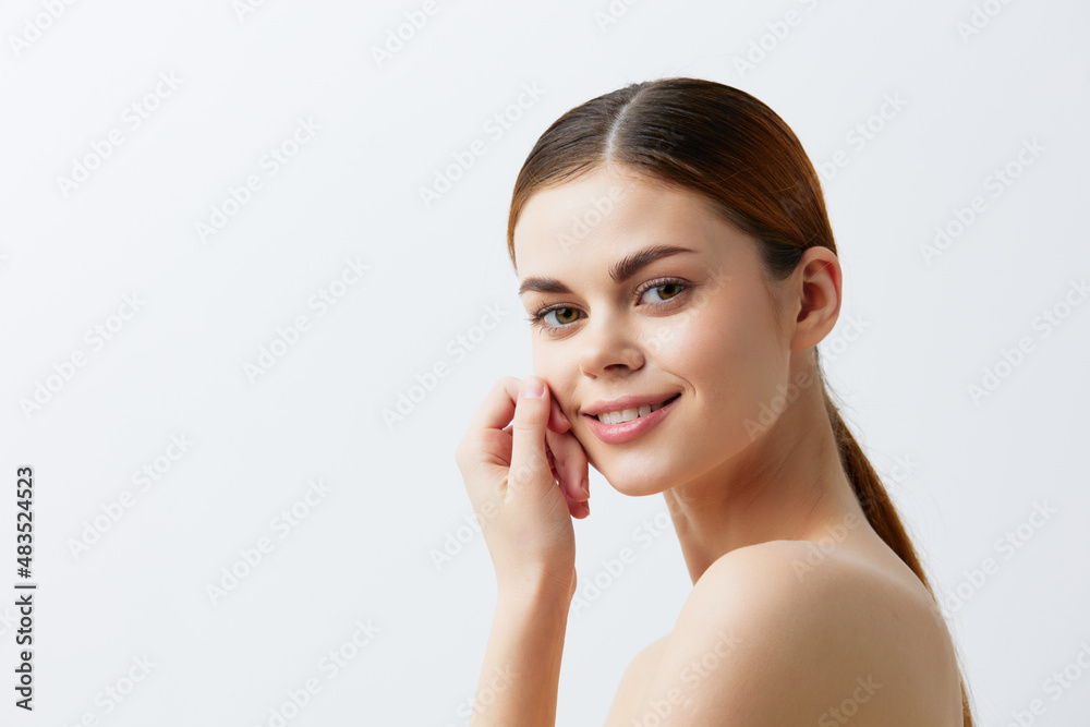 pretty woman posing clean skin care attractive look close-up Lifestyle pretty woman posing clean skin care attractive look close-up Lifestyle