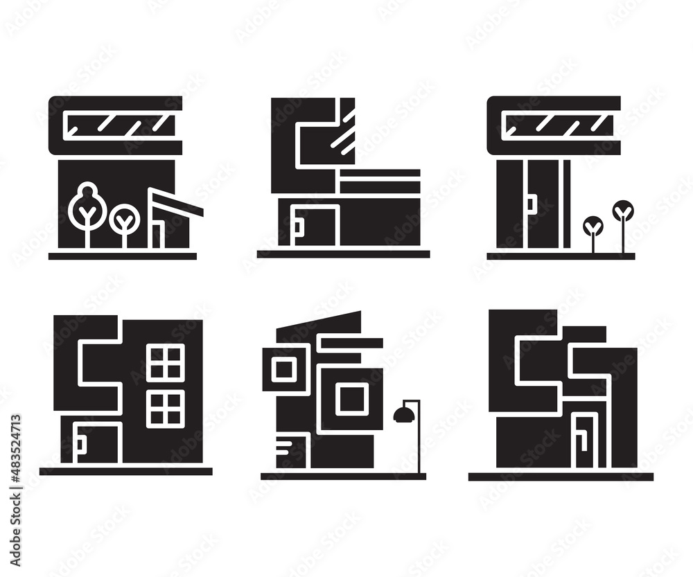 modern building, office, condo, house, modern architecture design icons set modern building, office, condo, house, modern architecture design icons set