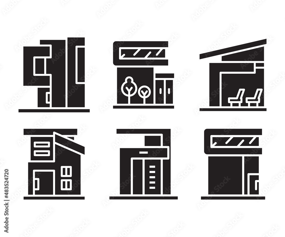 modern building, office, condo, house, modern architecture design icons set modern building, office, condo, house, modern architecture design icons set
