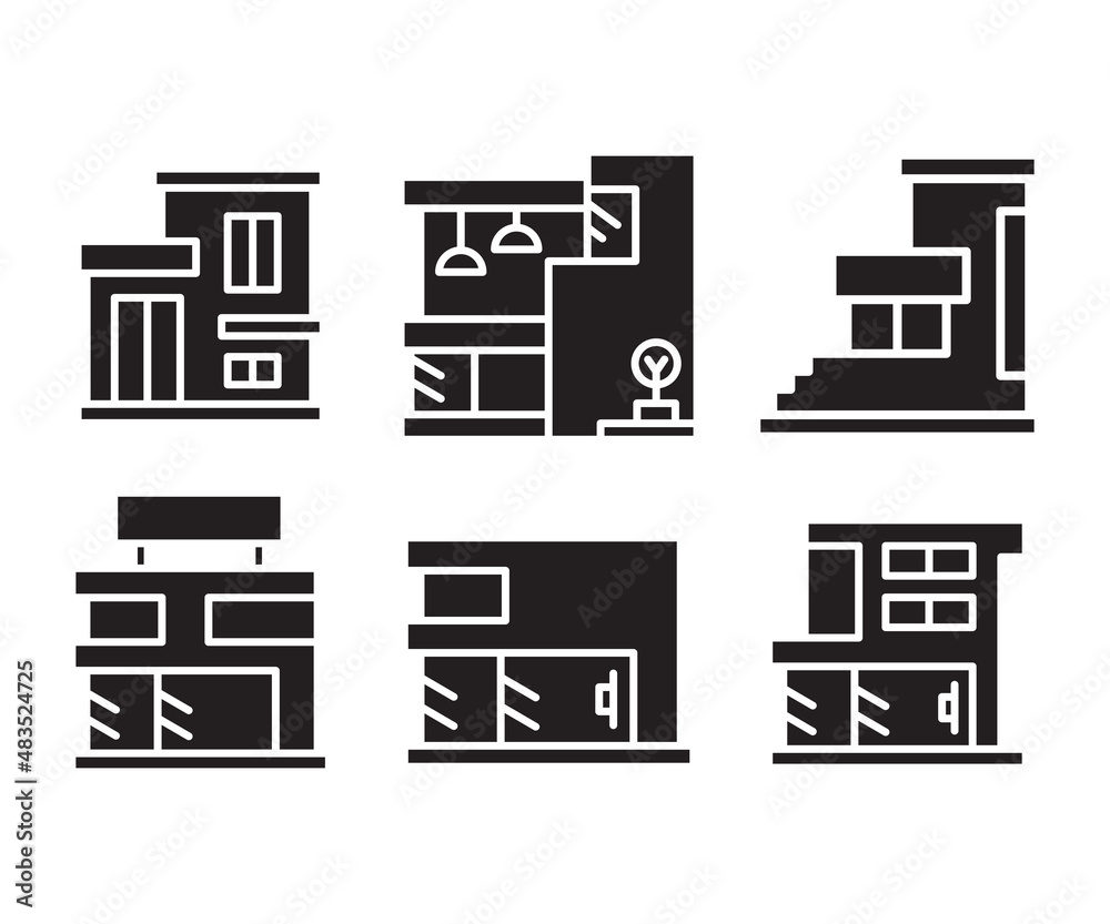 modern building, office, condo, house, modern architecture design icons set modern building, office, condo, house, modern architecture design icons set