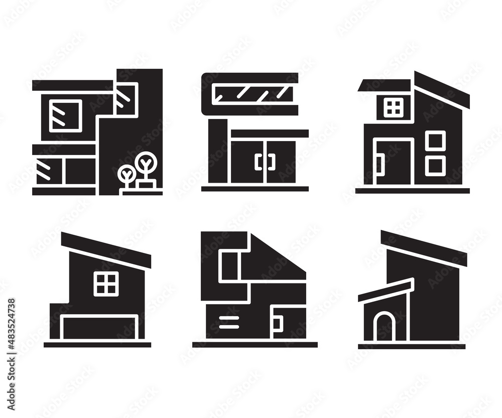 modern building, office, condo, house, modern architecture design icons set modern building, office, condo, house, modern architecture design icons set