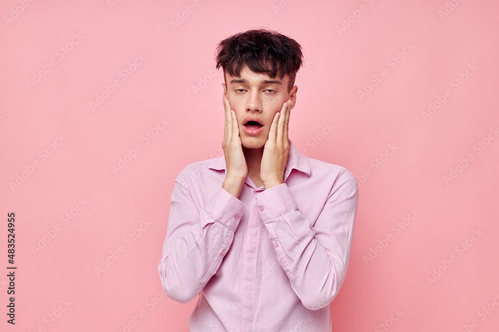 Photo of romantic young boyfriend gestures with hands emotions hairstyle fashion Lifestyle unaltered Photo of romantic young boyfriend gestures with hands emotions hairstyle fashion Lifestyle unaltered