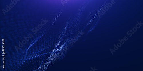 Fototapeta Naklejka Na Ścianę i Meble -  Futuristic point wave particular line background. Abstract flow digital structure data technology background. 3d rendering background. landing page