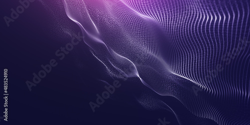 Fototapeta Naklejka Na Ścianę i Meble -  Futuristic point wave particular line background. Abstract flow digital structure data technology background. 3d rendering background. landing page