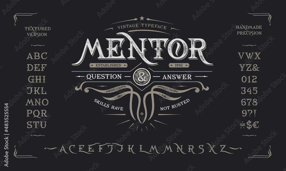 © magicpics1806 - Font Condor. Vintage design. Old label, logo © magicpics1806 - Font Condor. Vintage design. Old label, logo