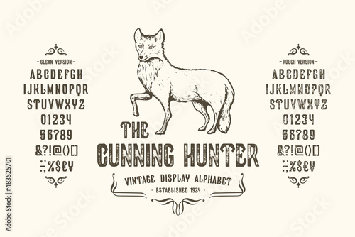 Font The Cunning Hunter. Vintage typeface design