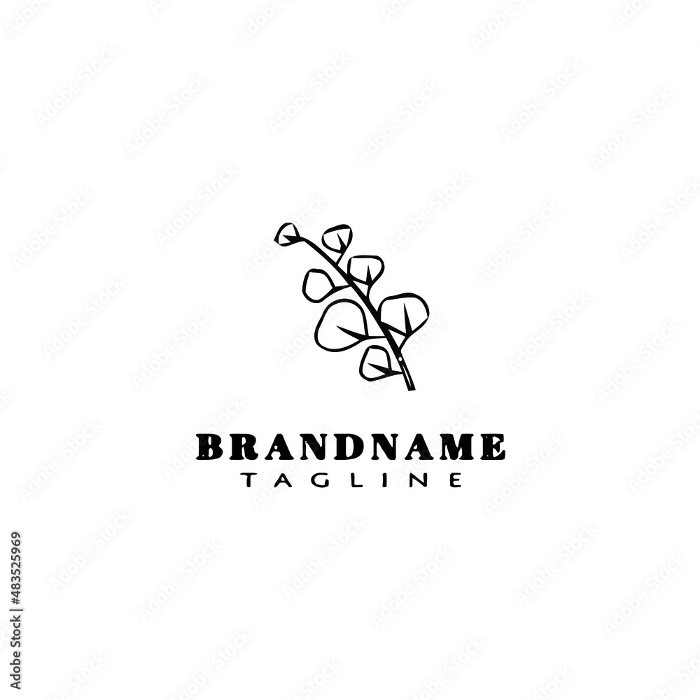 Fototapeta premium eucalyptus plant logo cartoon icon design template black isolated vector illustration