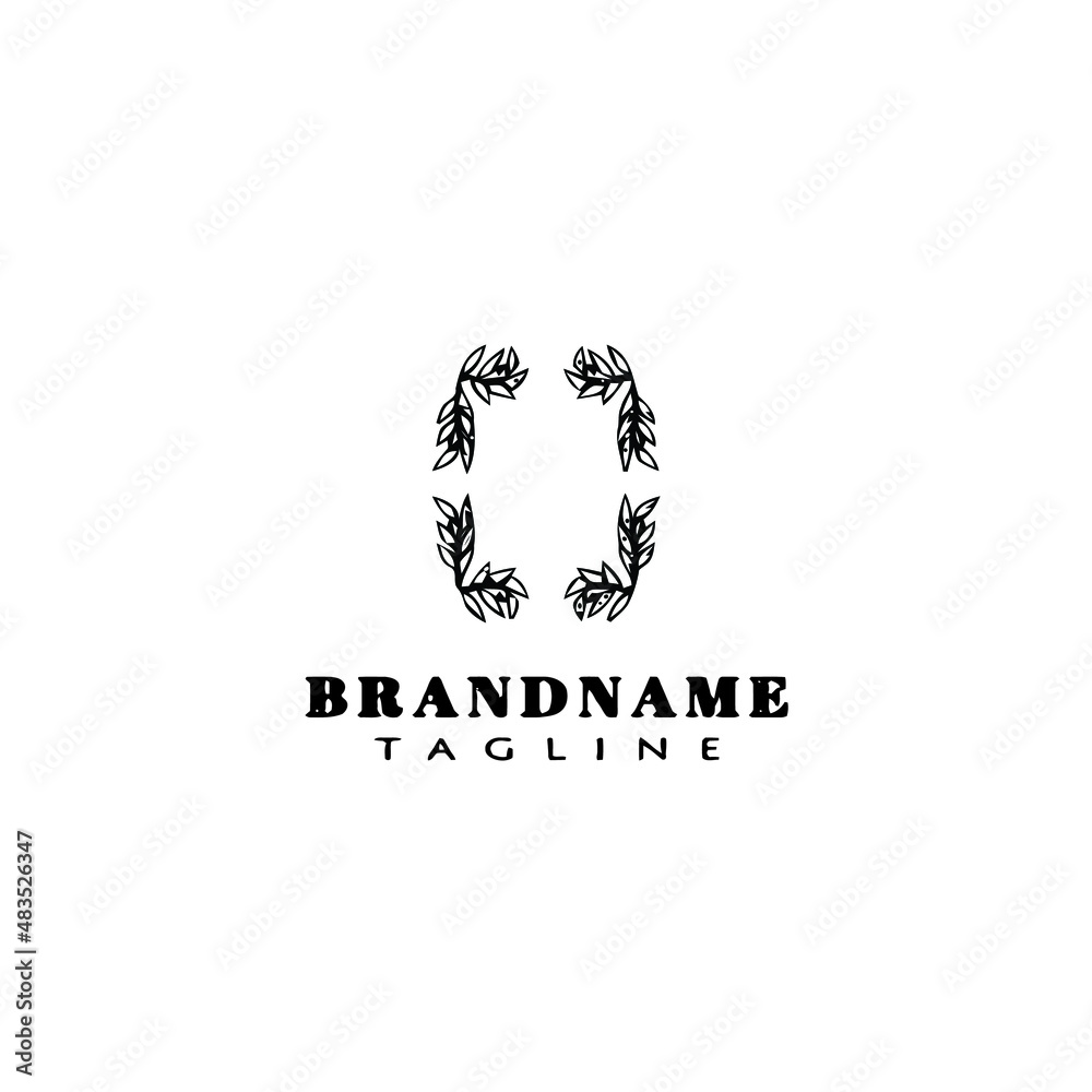 Obraz premium eucalyptus wreath logo cartoon icon design template black isolated vector illustration