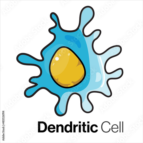 Detailed Vector Illustration of Dendritic Cell in Immunology Context, White Background for Medical Education and Research