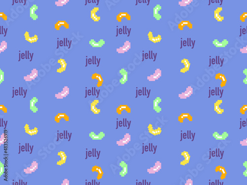 Wallpaper Mural Jelly cartoon character seamless pattern on blue background.Pixel style Torontodigital.ca