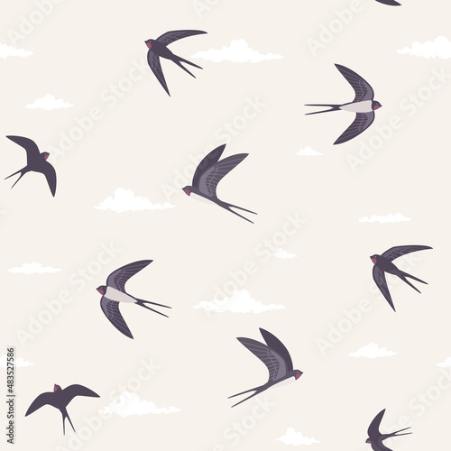 swallows seamless pattern