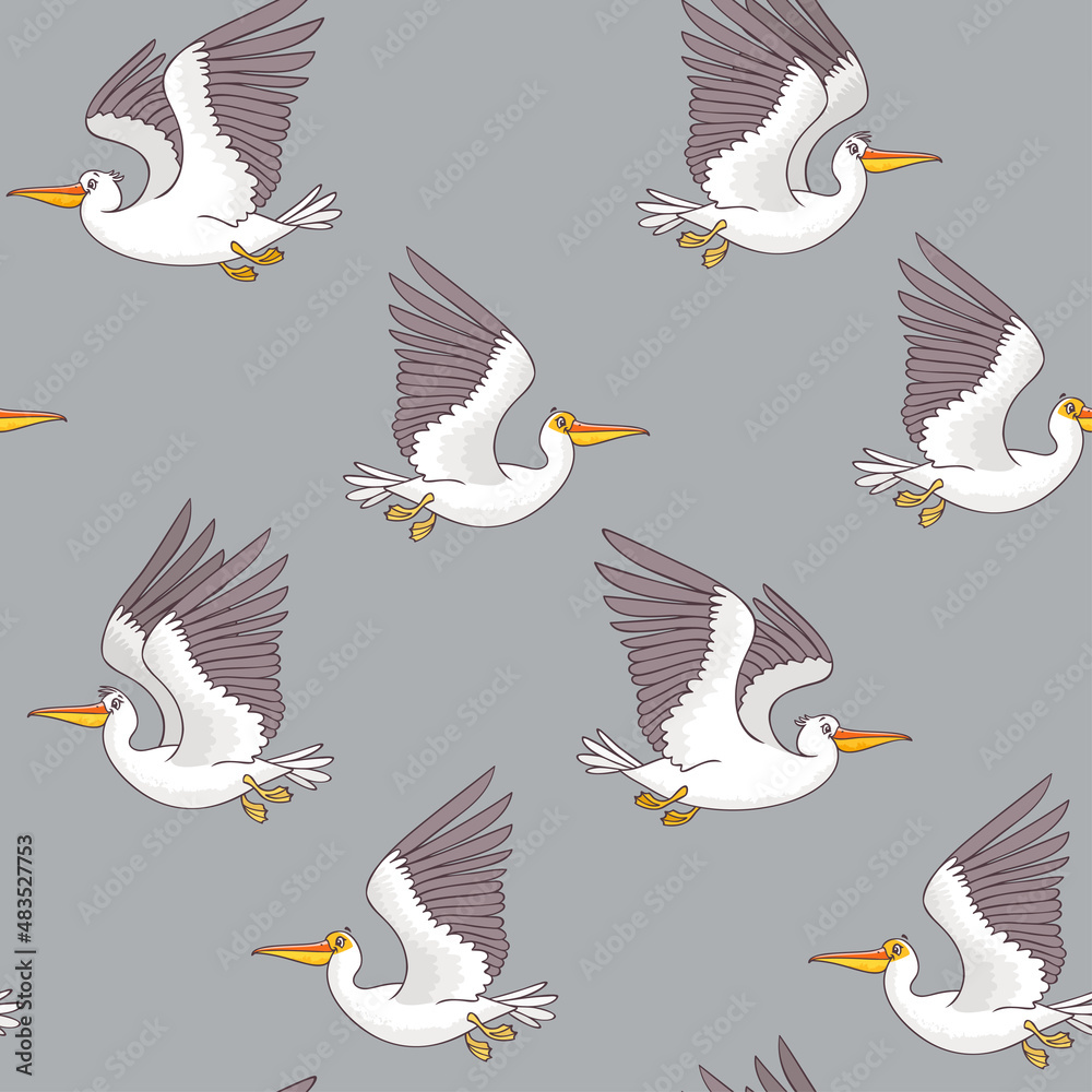 Obraz premium pelican seamless dark