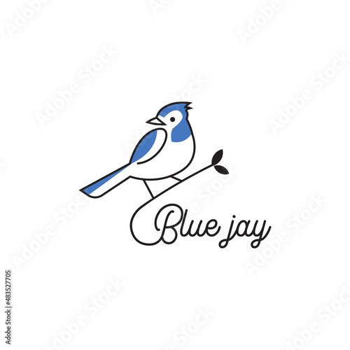 Canvas-taulu blue jay bird logo vector icon illustration