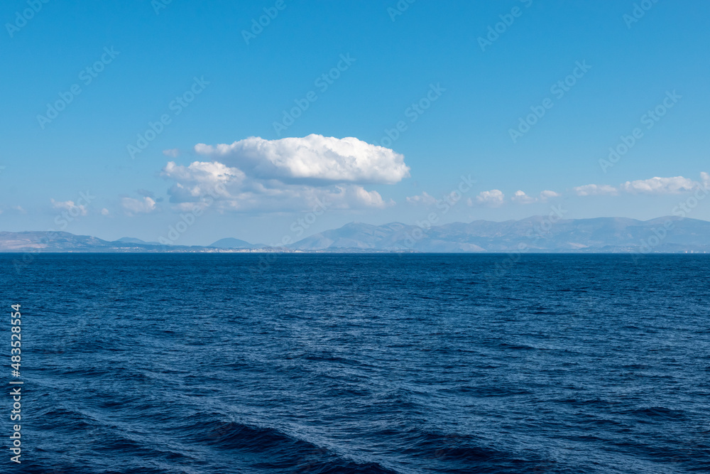 Obraz premium Panoramic sea view with blue sky. Nature background.
