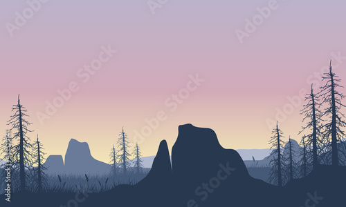 Dramatic forest and mountain views from out of town in the early hours of the morning