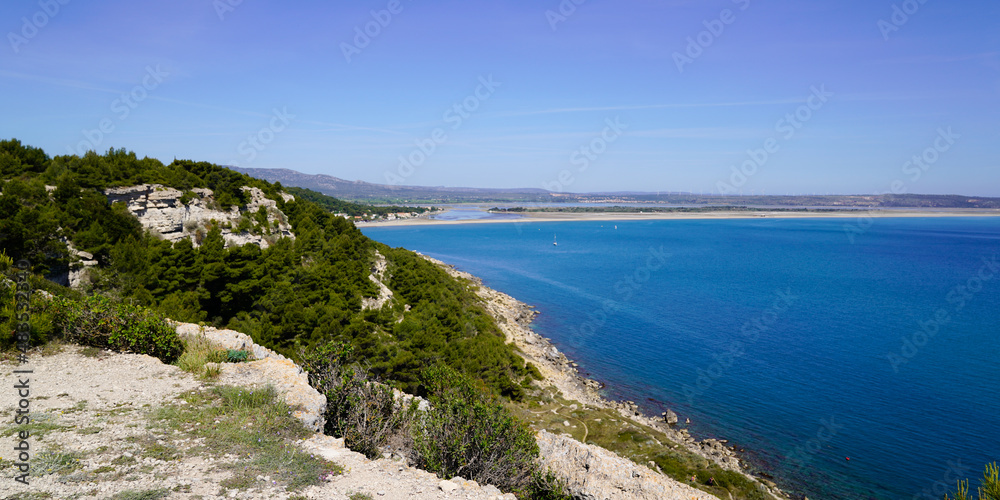 Leucate south french beach coast in mediterranean Pyrenees Orientales in Languedoc-Roussillon France
