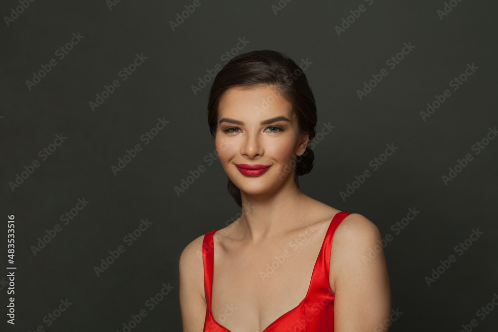 Beautiful face. Cheerful glamorous woman close up portrait Beautiful face. Cheerful glamorous woman close up portrait