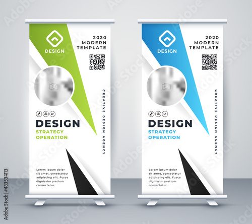 professional roll up banner in geometric shape style