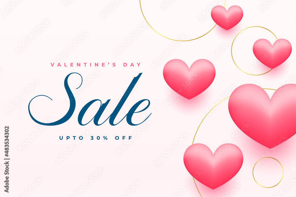 realistic valentines day sale and discount background