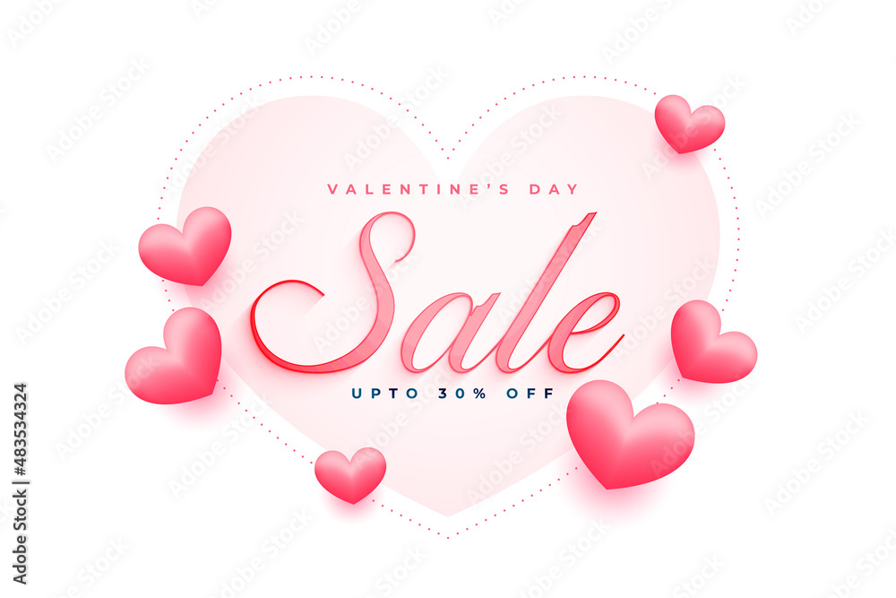 nice valentines day sale banner with 3d hearts design