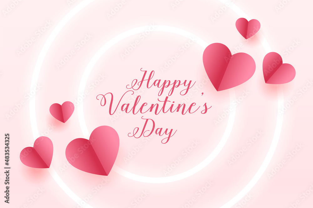 paper hearts valentines day neon background