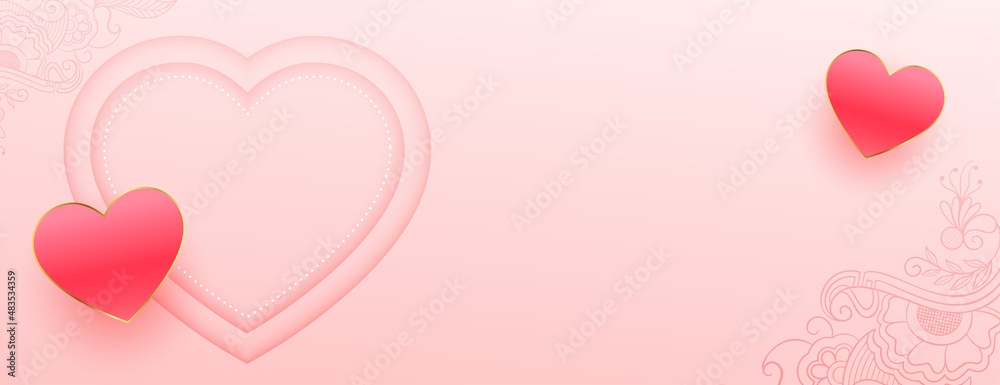 pink banner for valentines day with hearts