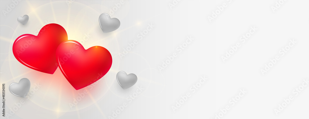 two red hearts valentines day banner design