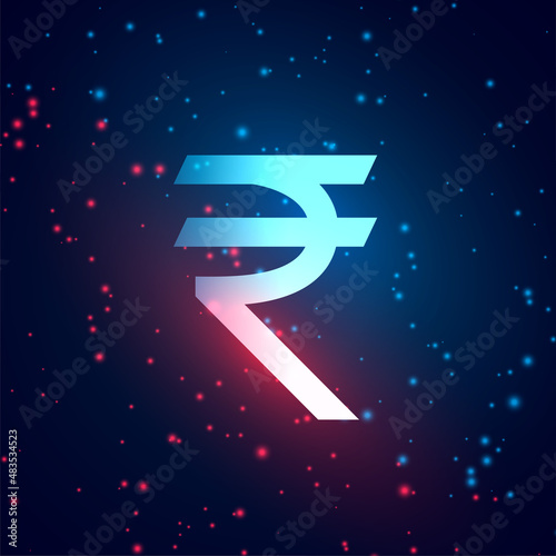 digital rupee with particles and light effect background photo